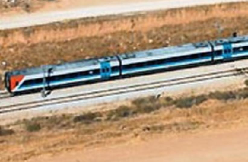 An aerial view of a an Israel Railways train. (photo credit: Ariel Jerozolimski)