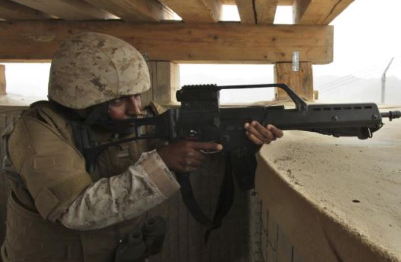 A Saudi soldier at the border between Saudi Arabia and Yemen (photo credit: REUTERS)