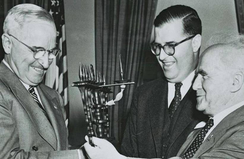 Abba Eban and prime minister David Ben-Gurion visiting US president Harry Truman, 1951. (photo credit: FRITZ COHEN)