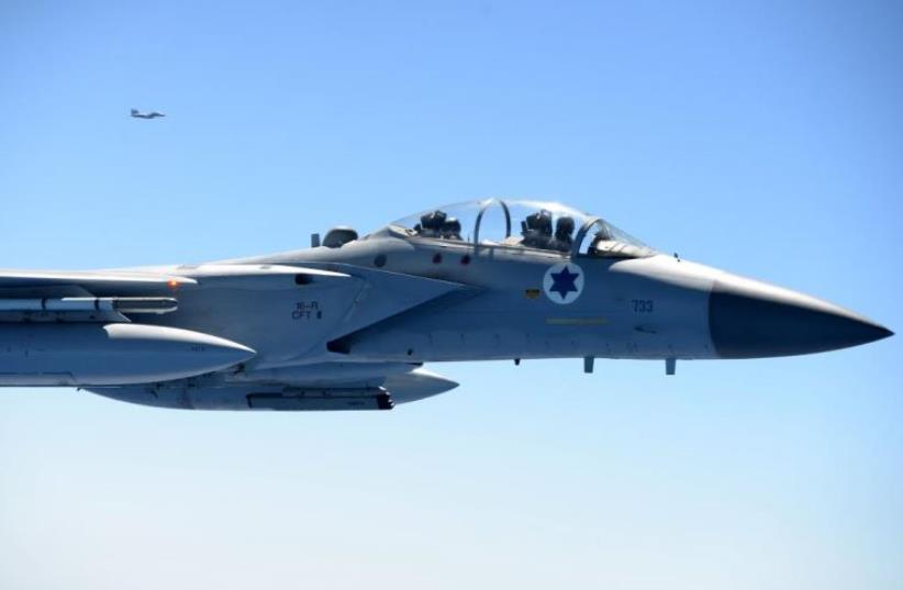 IAF fighter jet during the Red Flag joint exercise at Nellis air force base in Nevada  (photo credit: COURTESY IDF SPOKESMAN'S OFFICE)