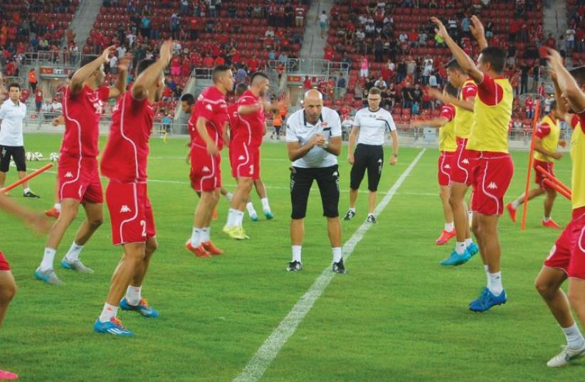 Hapoel Beersheba held its first training session at its new Turner Stadium (photo credit: TIMMY ABUKSIS)