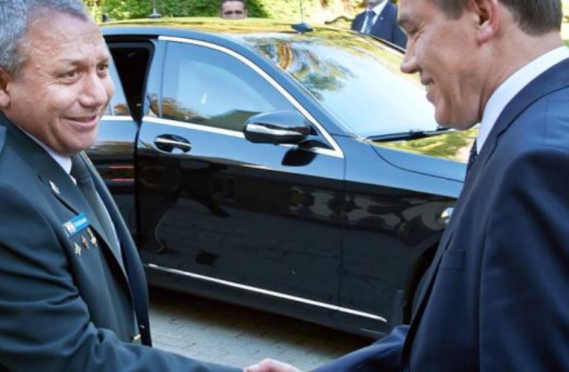 IDF Chief of Staff Lt.-Gen. Gadi Eisenkot (left) with Chief of the General Staff of the Russian Army General Valery Vasilevich Gerasimov, September 21, 2015.  (photo credit: IDF)