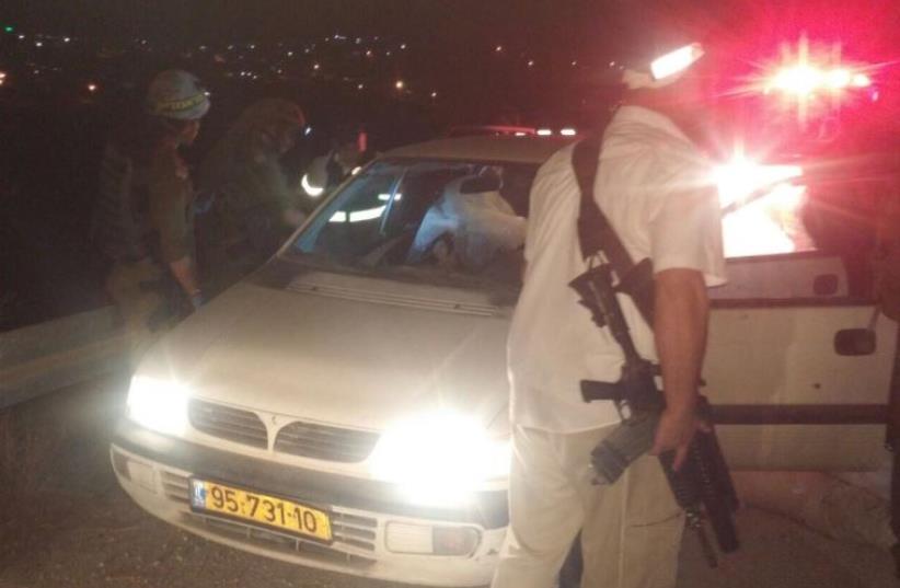 Scene of West Bank drive by shooting that left a couple dead (photo credit: COURTESY UNITED HATZALAH)