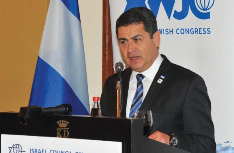 HONDURAS PRESIDENT Juan Orlando Hernández (photo credit: ANDRES LACKO)