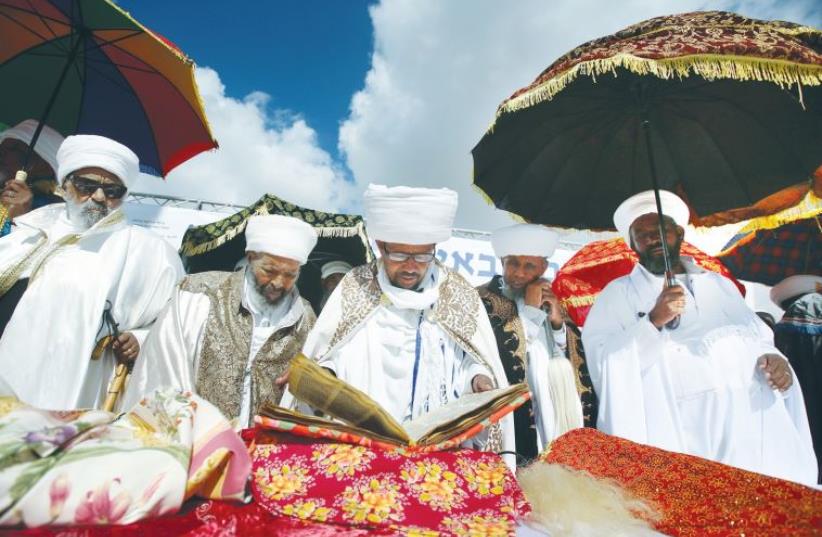 ETHIOPIAN-ISRAELI KESSIM celebrate the Sigd holiday in Jerusalem’s Armon Hanatziv (photo credit: MARC ISRAEL SELLEM)