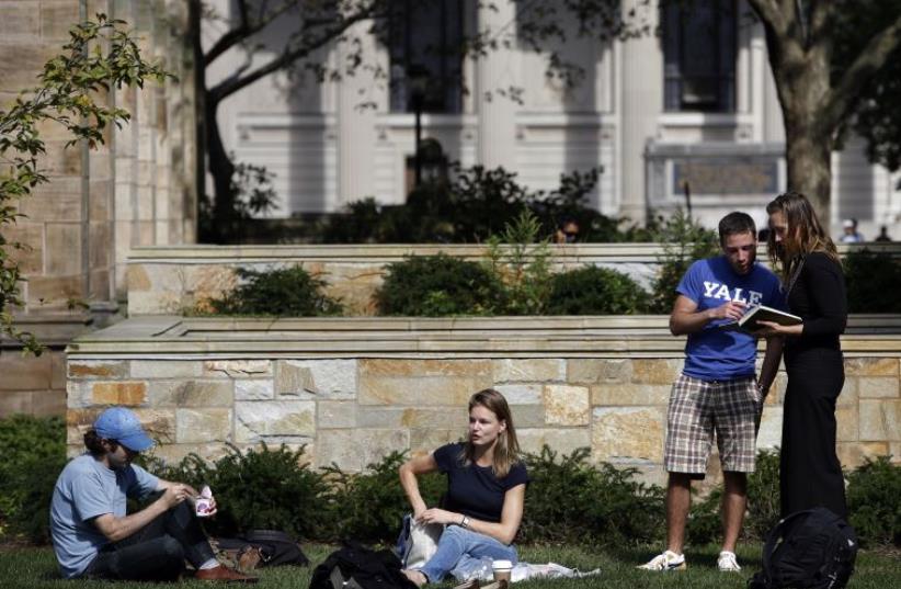 Students gather on the campus of Yale University in New Haven, Connecticut (photo credit: REUTERS)