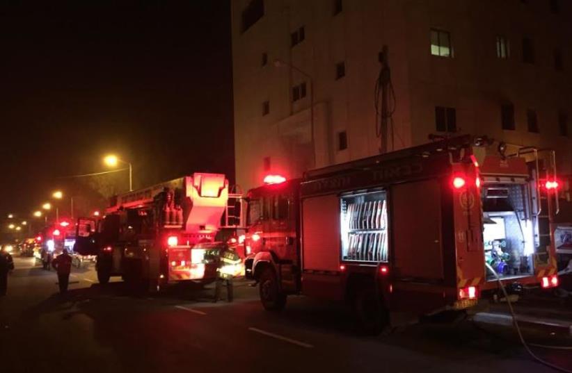 Fire at B'Tselem building Jerusalem, January 10, 2016 (photo credit: BERNARD BOUHADANA)