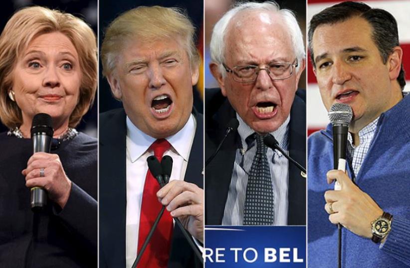 Clinton, Trump, Sanders and Cruz (photo credit: REUTERS)