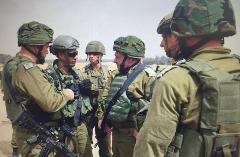 IDF Chief of Staff, Lt.-Gen. Gadi Eisenkot at scene where Hamas tunnel was uncovered in the south (photo credit: IDF SPOKESMAN’S UNIT)