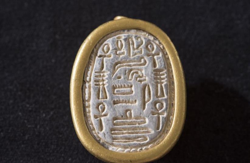 A rare scarab seal has been found at Tel Dor (photo credit: TEL DOR EXCAVATIONS/COURTESY)