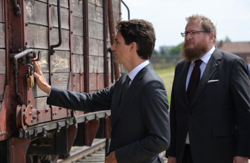 Canadian PM Justin Trudeau visits Auschwitz (photo credit: AUSCHWITZ MEMORIAL TWITTER)