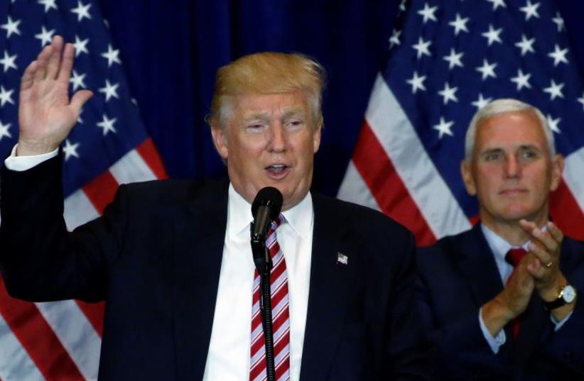 Republican presidential candidate Donald Trump speaks at a post Republican Convention campaign event in Cleveland, Ohio (photo credit: REUTERS)