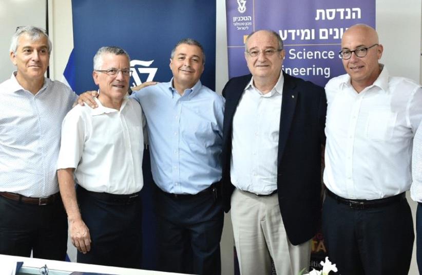 POWERFUL PARTNERSHIP (from left to right): Dr. Yoav Intrator, Prof. Boaz Golany, Arik Pinto, Prof. Peretz Lavi, Avi Kochva and Prof. Avishay Mandelbaum, Dean of Technion’s Industrial Engineering and Management Department. (photo credit: BANK HAPOALIM)