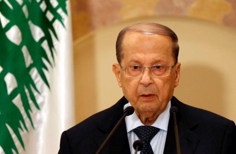 Christian politician and FPM founder Michel Aoun talks during a news conference in Beirut, Lebanon October 20, 2016 (photo credit: REUTERS)