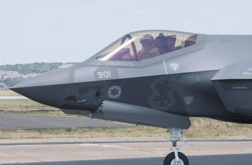 The F35 fighter jet plane, also known as the Adir, on the Tarmac at Lockheed Martin in Fort Worth, Texas (photo credit: LOCKHEED MARTIN / ALEXANDER H. GROVES)