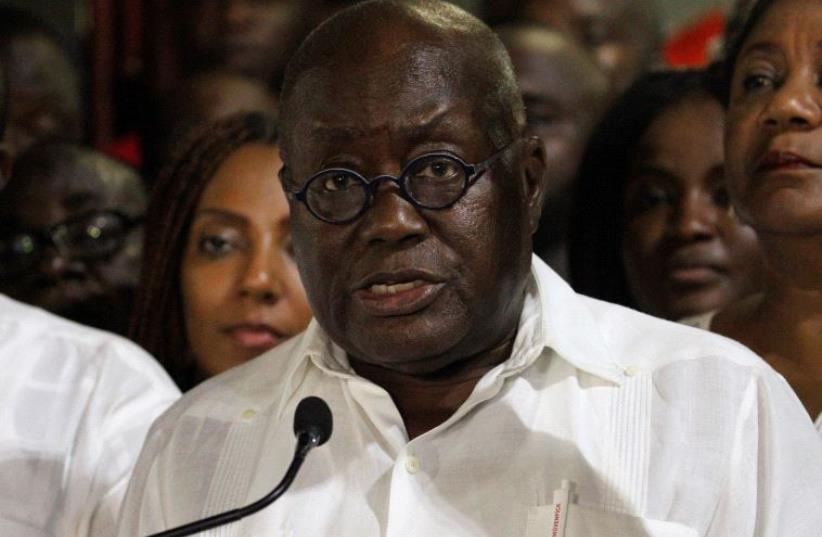 Ghana's president-elect Nana Akufo-Addo of the opposition New Patriotic Party (NPP) speaks during a news conference at his home in Accra, Ghana, December 9, 2016. (photo credit: REUTERS/LUC GNAGO)