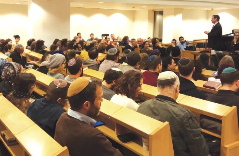 At the ‘Between the Ideal and the Real: Challenges in Halacha and Sexuality Before and After the Wedding’ event in Katamon’s Ramban Synagogue (photo credit: YCT RABBINICAL SCHOOL)