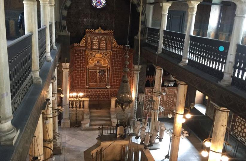 The interior of Cairo’s Ben-Ezra Synagogue, where Maimonides’s letters were found in 1896. (photo credit: SETH J. FRANTZMAN)