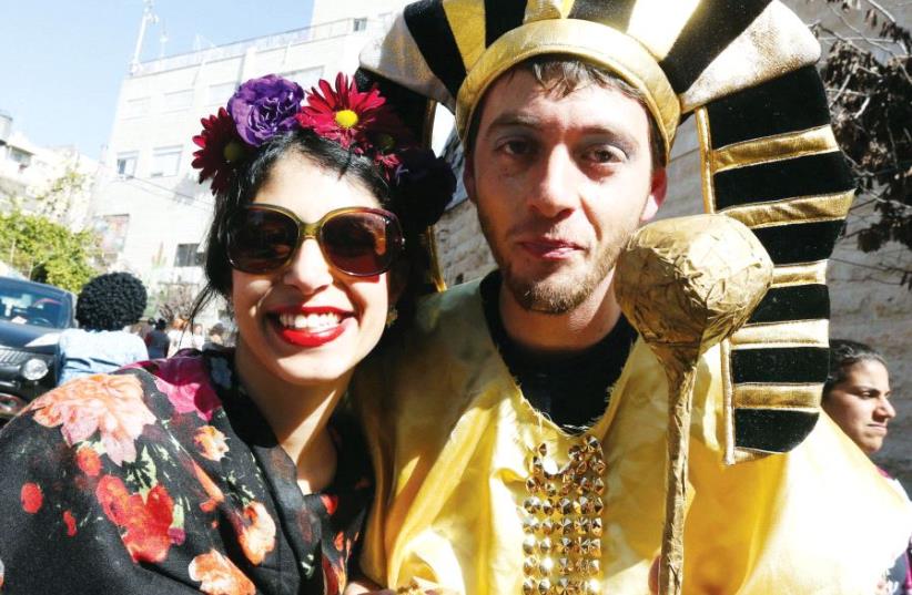 Purim celebrants in Jerusalem (photo credit: MARC ISRAEL SELLEM)