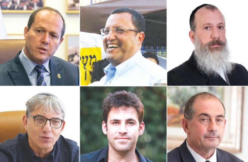 Nir Barkat, Moshe Lion, Yossi Daitch, Meir Turgeman, Ofer Berkowitz and Yossi Havilio (photo credit: MARC ISRAEL SELLEM,PR)