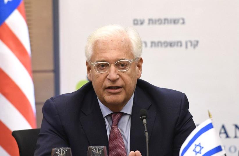 US Ambassador David Friedman at the knesset (photo credit: MATTY STERN, US EMBASSY TEL AVIV)