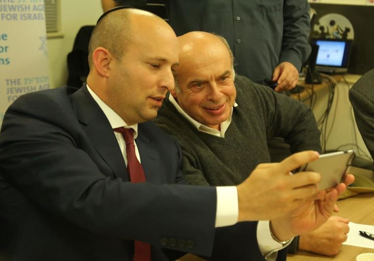 Jewish Agency Chairman Natan Sharansky and Israeli Minister of Education and Diaspora Affairs Naftali Bennett speak to Jewish students around the world from Jerusalem, Tuesday, December 20, 2016. (Credit: SASSON TIRAM FOR THE JEWISH AGENCY FOR ISRAEL)