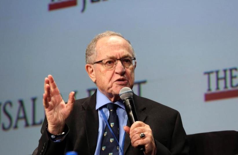 Alan Dershowitz at the Jerusalem Post Conference in New York, May 7, 2017 (photo credit: SIVAN FARAG)