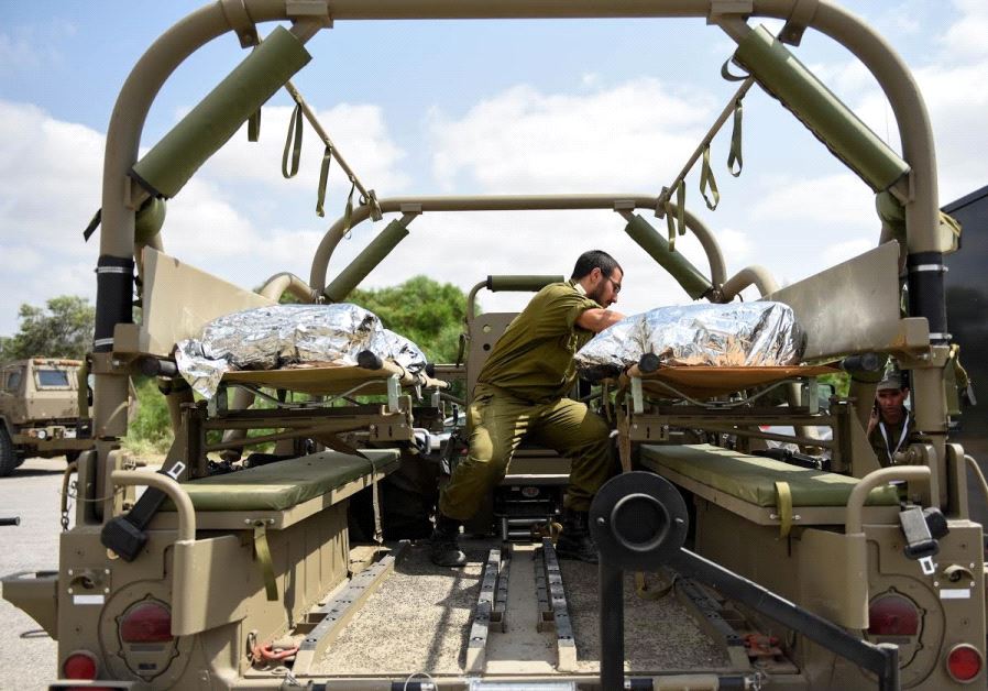 Medical Transport Hummer able to carry three injured soldiers as well as medical professionals (credit:  IDF SPOKESPERSON'S UNIT)