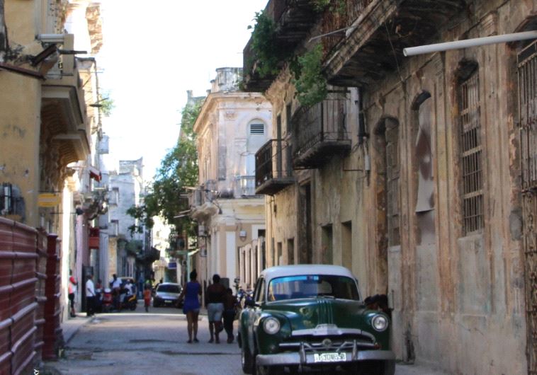 A view of Calle Inquisidor (Inquisitioner Street) in Old Havana, once a bustling street where many Jewish immigrants set up shops (photo credit: JUDITH SUDILOVSKY)