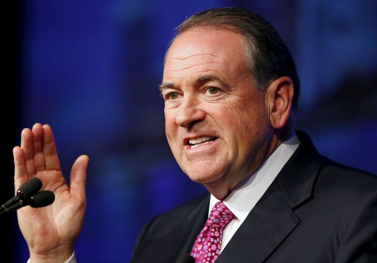 US Republican presidential candidate Mike Huckabee speaks to the 42nd annual meeting of the American Legislative Exchange Council in San Diego (credit: REUTERS)