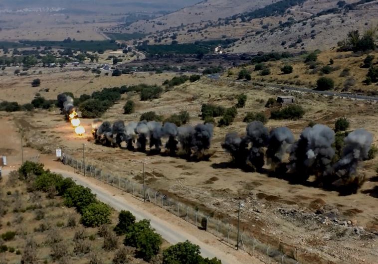 A controlled explosion of mines on the Golan Heights (credit: NATIONAL MINE ACTION AUTHORITY AND IEOD)