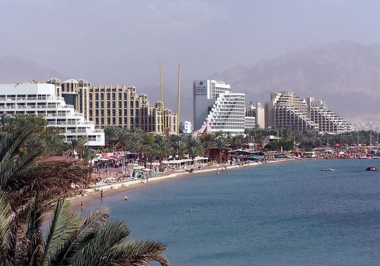 General view of Eilat resorts (credit: WIKIMEDIA COMMONS/HENRIK SENDELBACH)