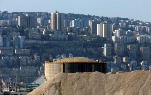 Haifa Chemicals' ammonia tank, Israel's largest ammonia tank, is seen in the Haifa bay area (credit: REUTERS/BAZ RATNER)