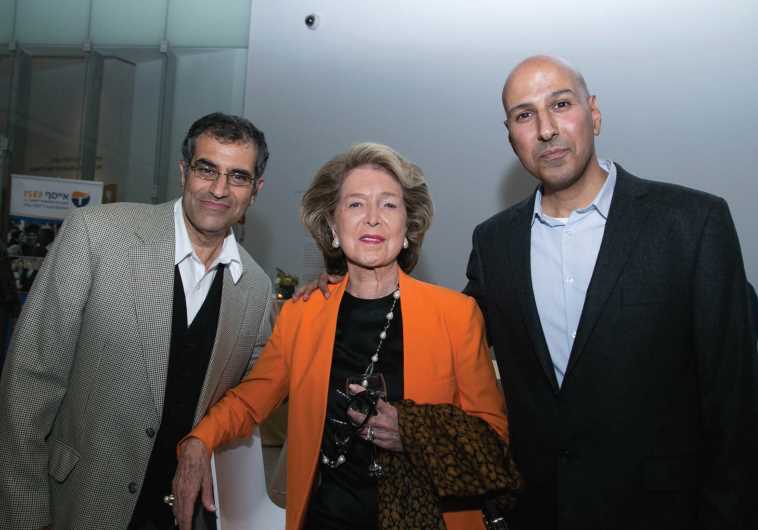 Nina Weiner, co-founder and president of ISEF, poses with ISEF executive director Tomer Samarkandi (right) and chairman of the ISEF executive committee, Prof. Eli Avraham, at a donor event in May