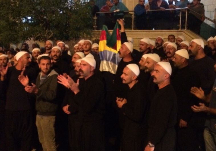 Druse rally in Majdal Shams after a IDF ambulance carrying injured Syrians was ambushed by Druse