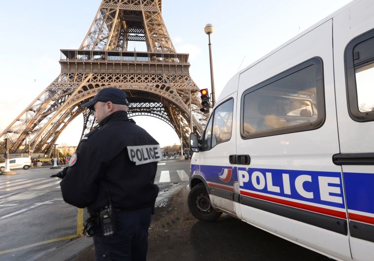 French police stationed near Eifel Tower