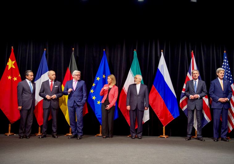 Secretary Kerry Poses for a Group Photo With Fellow EU, P5+1 Foreign Ministers and Iranian Foreign Minister Zarif After Reaching Iran Nuclear Deal