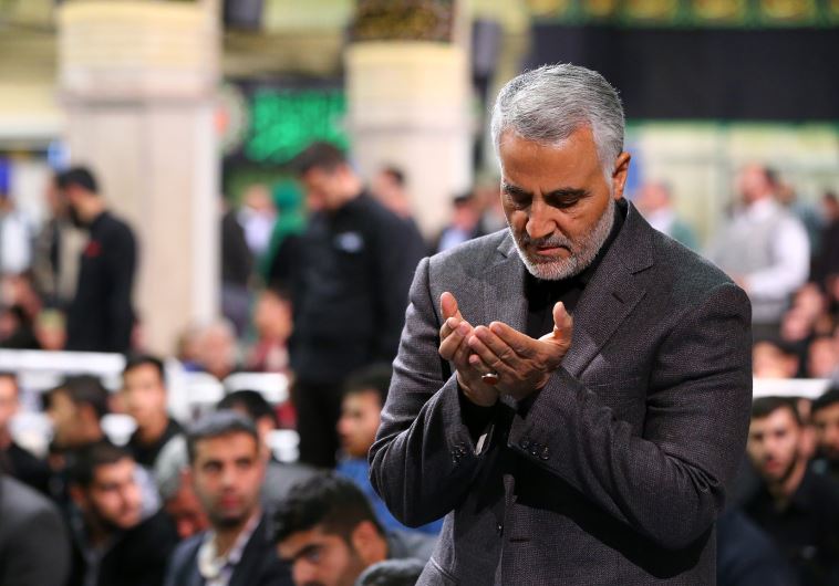 commander of the Iranian Revolutionary Guard's Quds Force, Gen. Qassem Suleimani, attending a religious ceremony in Tehran to commemorate the anniversary of the death of Fatima, the daughter of Prophet Mohammed.