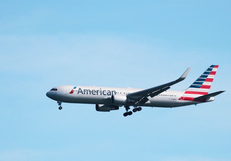 An American Airlines plane in flight