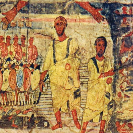 ‘Hand of God in Exodus and the Crossing of the Red Sea,’ wall painting from the Dura-Europas synagogue in Syria