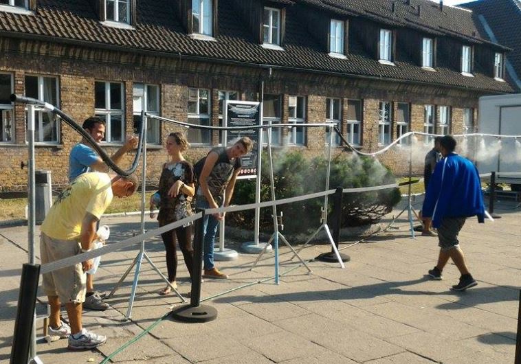 "Showers" placed at Auschwitz entrance