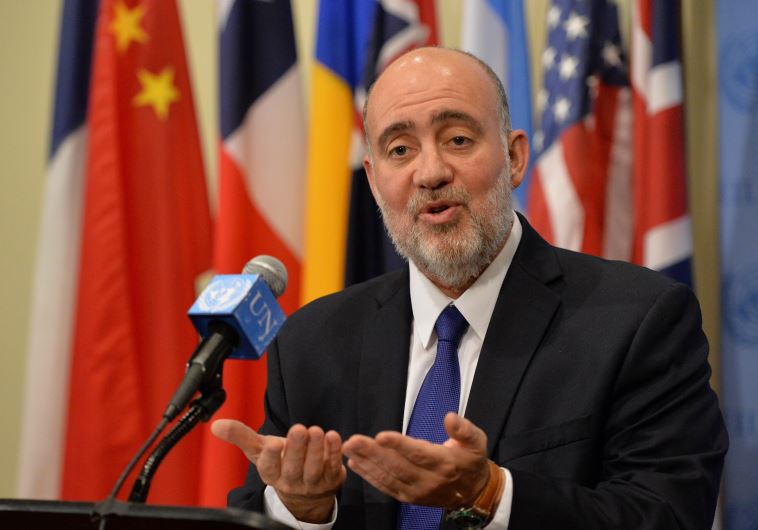 Ron Prosor, then Israel's ambassador to the United Nations, speaks to the media outside the Security Council chambers July 20, 2014
