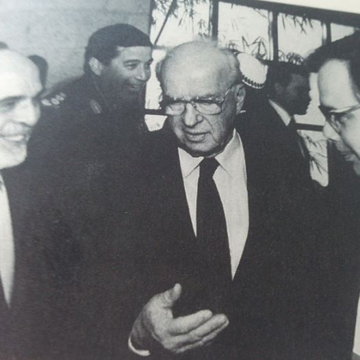 (From left to right) Jordan’s King Hussein, prime minister Yitzhak Rabin and Uri Savir