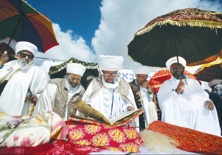 ETHIOPIAN-ISRAELI KESSIM celebrate the Sigd holiday in Jerusalem’s Armon Hanatziv