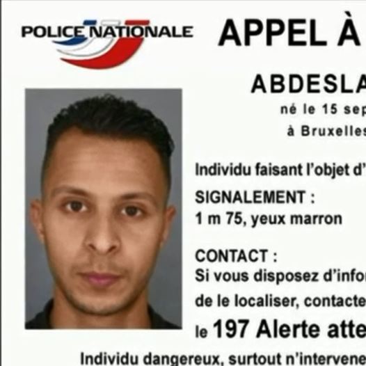 French police search for Salah Abdeslam, beleived to be involved in Paris terror attacks.