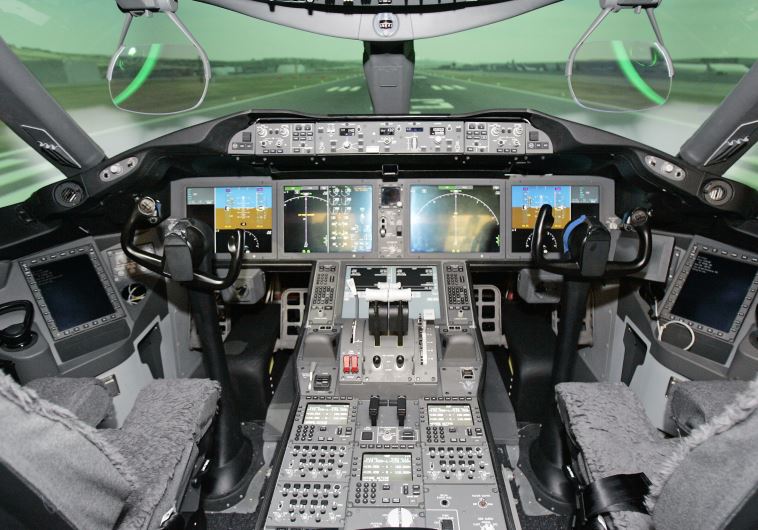 The Boeing 787 Dreamliner Engineering flight deck simulator is shown during a media tour of Boeing Co