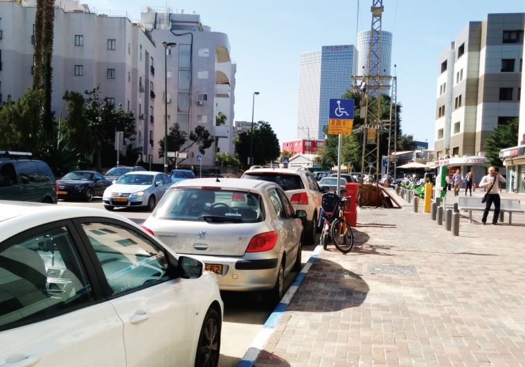 Cars line a Jerusalem street