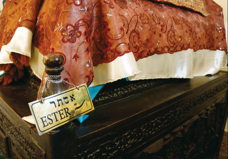 VIEWS OF the interior of the mausoleum of Esther and Mordecai in Hamadan. A Cultural Heritage Organization plaque identifies the location.