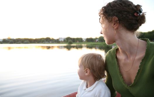Mother and child at the lake