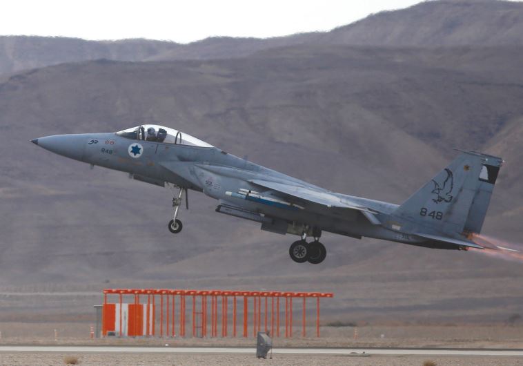 AN IAF F-15 takes off from the Uvda Air Force Base in southern Israel.